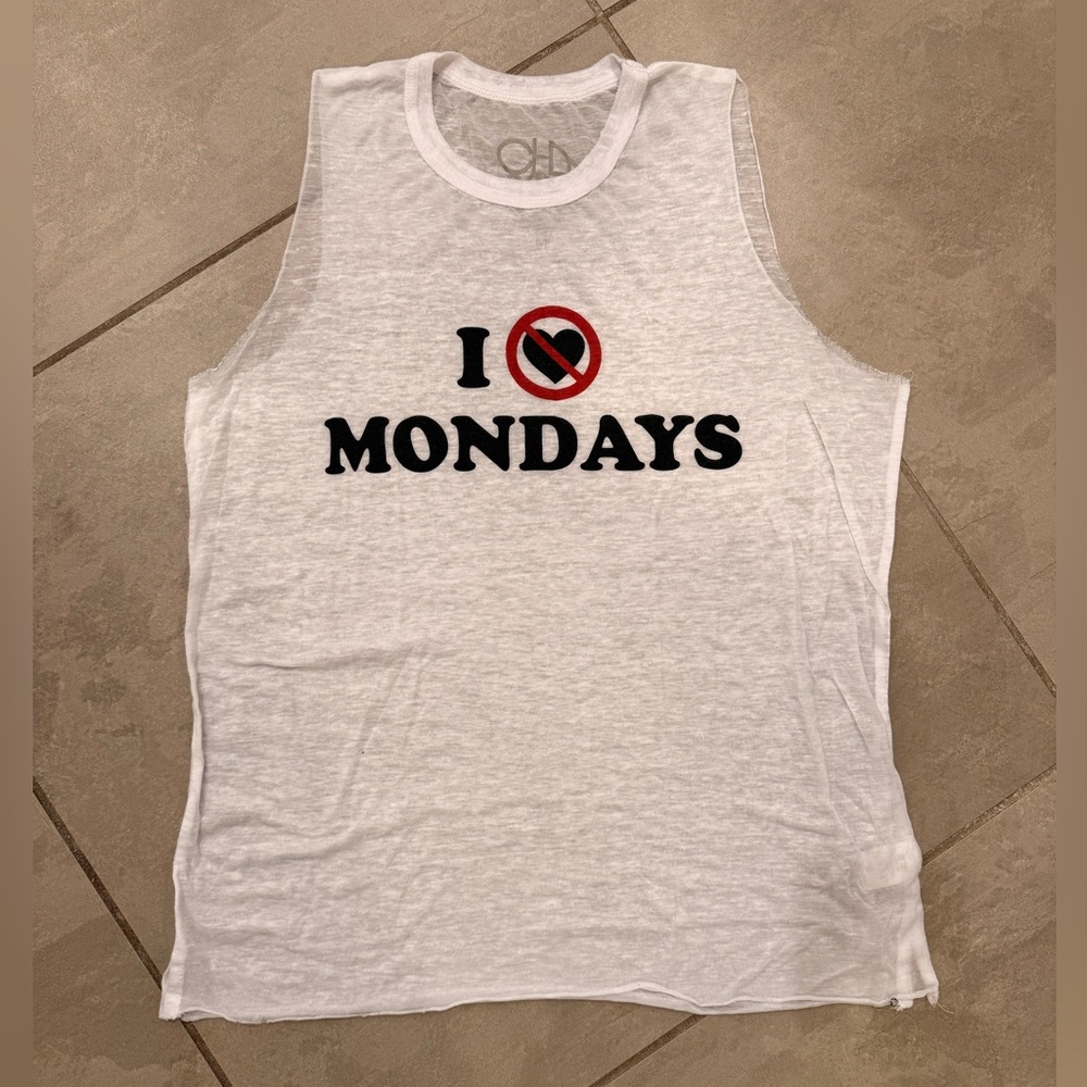 I Hate Mondays Graphic Tank Top - White